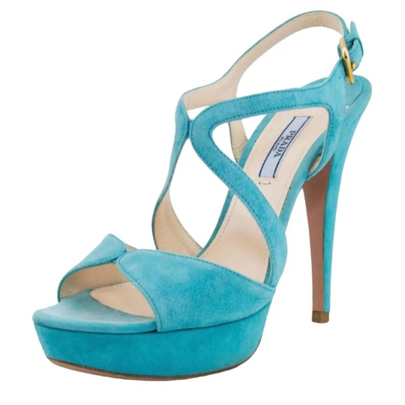 Authentic Prada, Turquoise Heels - Picture 1 of 6